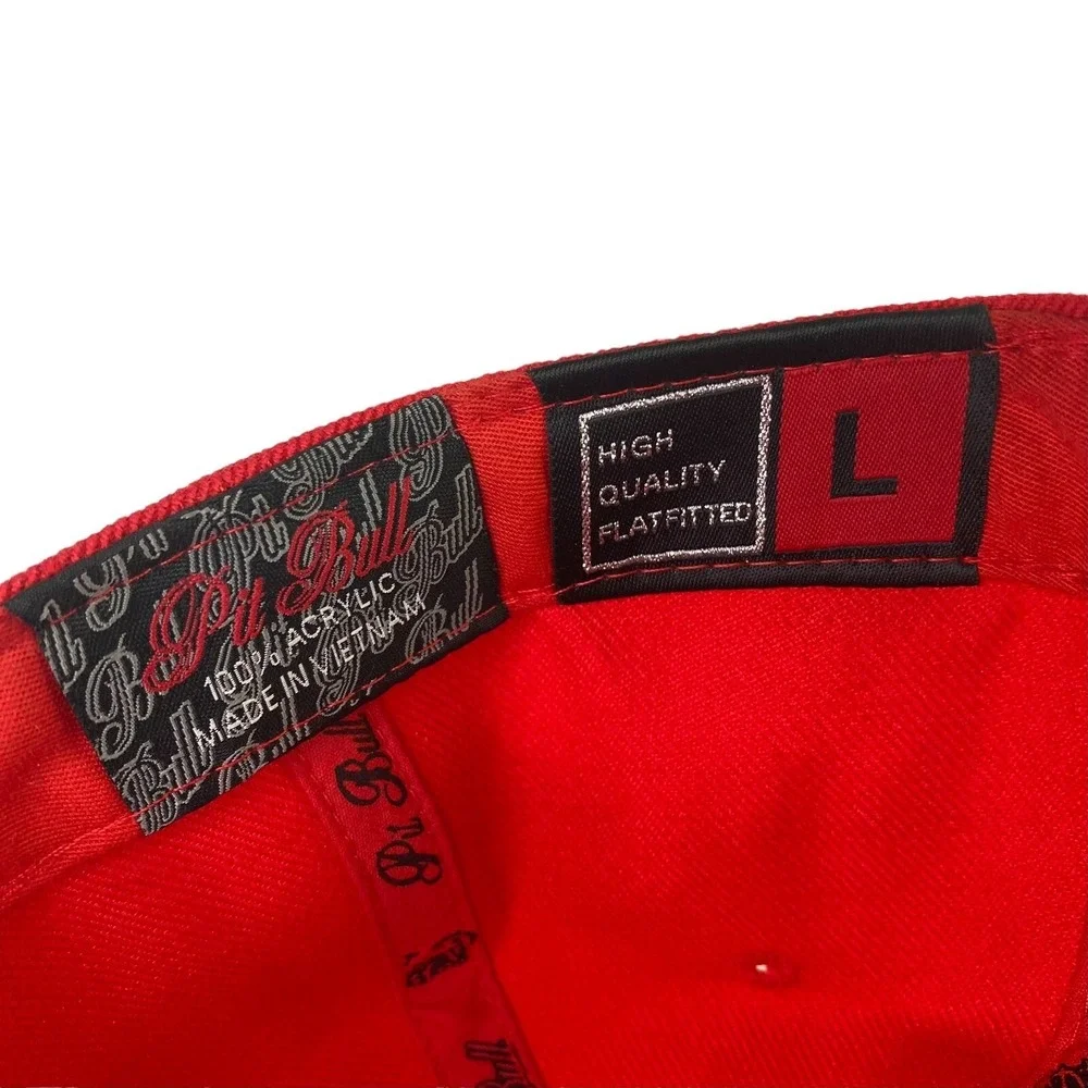 Pit Bull Texas TX Baseball Cap Red White‎ Fitted Flat Bill Embroidered Hat Large